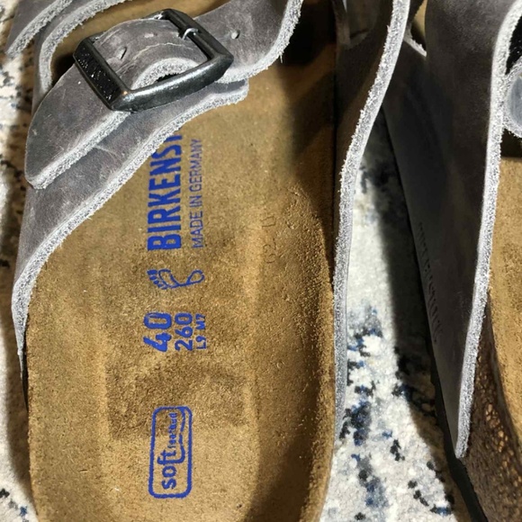 Birkenstock Arizona Leather Sandals In Grey Charcoal - Picture 6 of 8